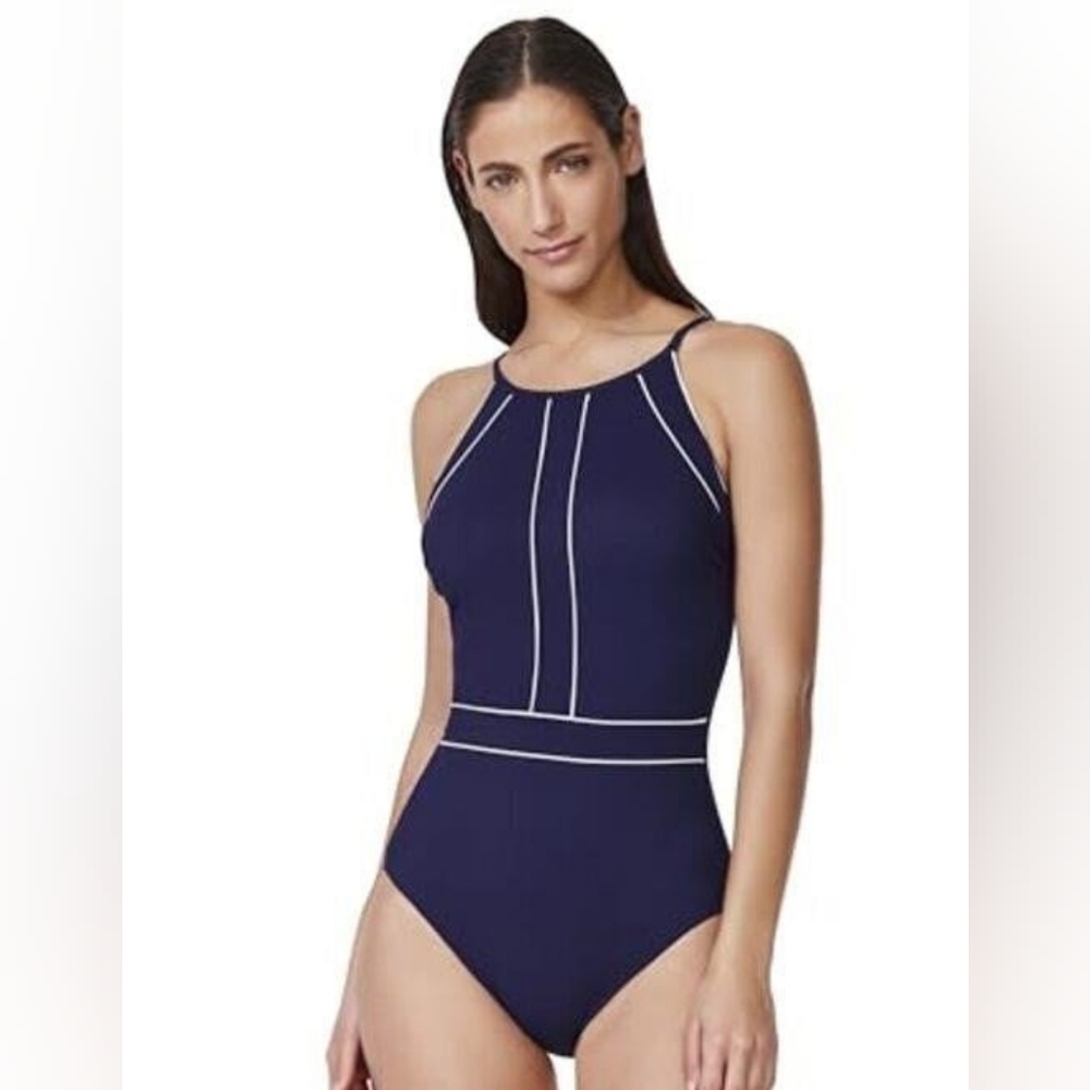Profile by Gottex Tutti Frutti High Neck OnePiece NAVY size 6